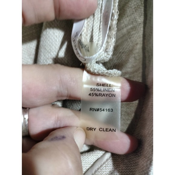 Calvin Klein linen blend wide leg pants beige color woman size 8 - Picture 4 of 5